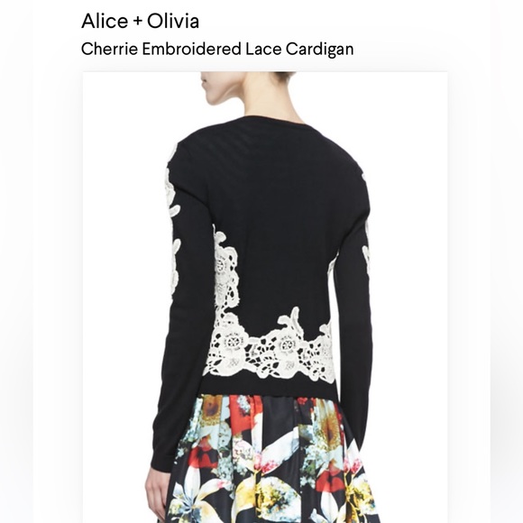 Alice + Olivia Cherrie Lace Embroidered Button Front Cardigan - Picture 2 of 9